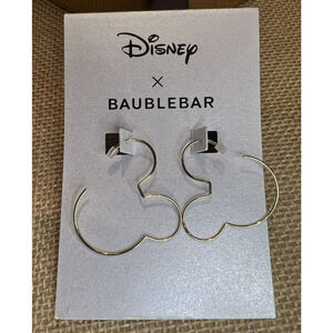 Disney Baublebar MICKEY MOUSE Gold Tone Hoop Earrings- Brand New